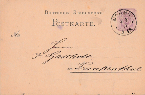 Postkarte verschickt von worms - von,