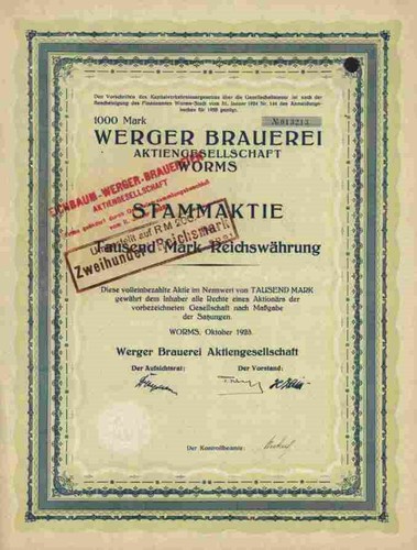 Werger brauerei 1923 worms - werger,