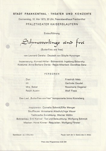 Programmheft leonard gershe - programmheft,